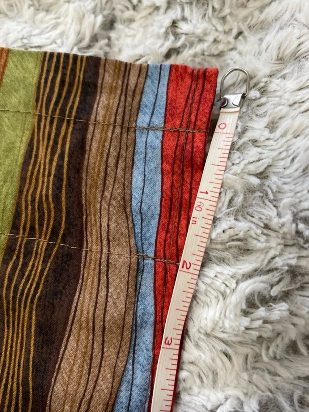 2 Striped Multicolor Window Valances Curtains Earth Tones 40x14”